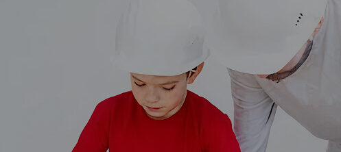 Father and son working on a project together