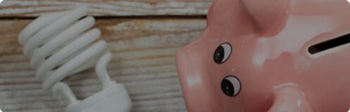 Piggybank next to a lightbulb